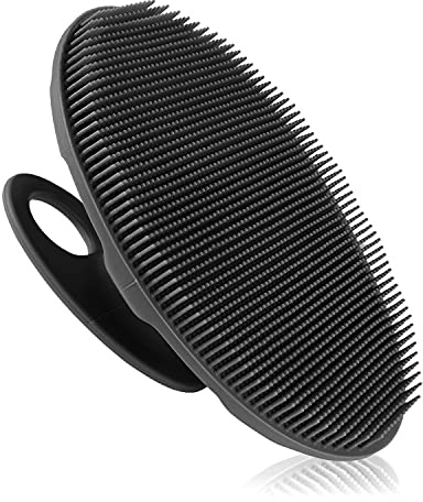 INNERNEED Weicher Körperschrubber aus Silikon, Handreinigungsbürste für die Dusche, sanftes Peeling und Massage für alle Hauttypen (schwarz)