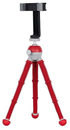 JOBY PodZilla Medium Kit, Flexible Tripod with GripTight 360 Phone Mount, Phone Tripod from the Creators of GorillaPod, Compatible with iPhone, Smartphones and Action Cameras, up to 1Kg, Red