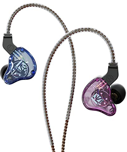 KBEAR KS2 IEM con 1BA1DD Auricolari Cablati HiFi Over Ear Auricolari in Ear Monitor Noise Cancelling Hybrid Auricolare con microfono Premium per correre camminare (senza microfono, blu)