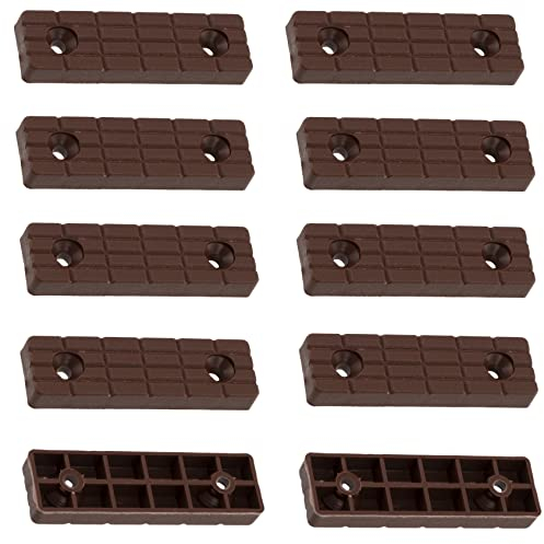 AERZETIX - C65815 - Juego de 10 Patines/pies para Muebles 56x16x7mm en plástico para atornillar rectangulares - Color marrón - Mesa Armario cómoda Cama cuña Accesorio protección Suelos Altura