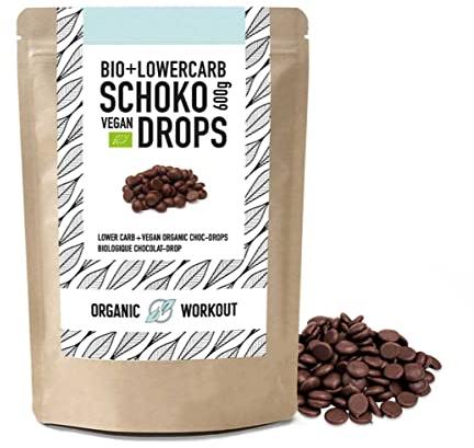 Bio Lower-Carb Schokodrops 600g | Gesüßt mit Erythrit ohne Zucker-Zusatz*, Vegan, zum Naschen, Backen - Zuckerfrei Optimal für Low-Carb, Kohlenhydratereduziert, Keto Ernährung (600 g)