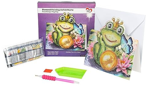 Ideen mit Herz Diamond-Painting-displaykort | 370 g/m² | 16,3 cm x 16 cm | inkl. kuvert och verktyg (grodkung)