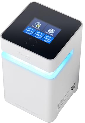 AirCurie Ver2, Radon Detector for Home, 5-in-1 Total Indoor Air Quality Monitor [PM1.0, 2.5, 10, CO2, Humidity, Temp] Easy to Use