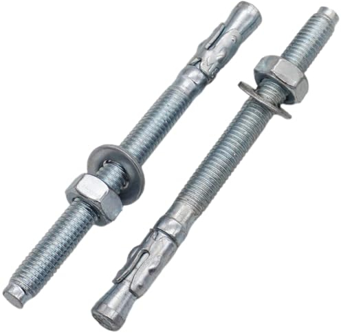 SKIR'CO (10 piezas) Anclajes de cuña chapados en zinc M8 x 100 mm, tacos de metal, perno de anclaje, anclajes de mampostería, anclaje de hormigón