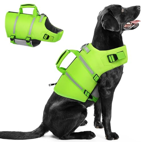 Queenmore Dog Life Jacket,Dog Life Vest for Swimming,Medium Dog Swim Vest