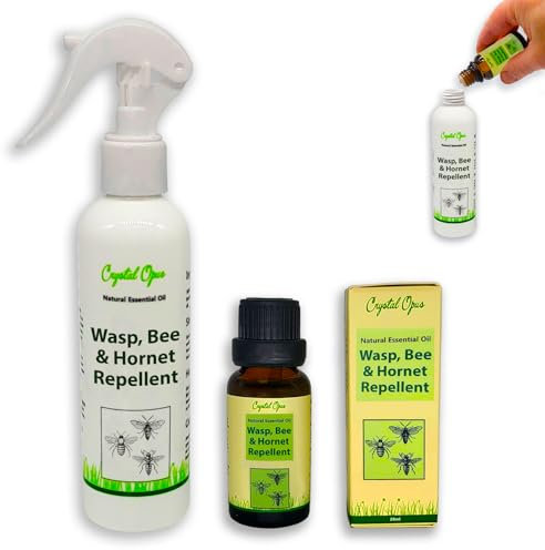 Makes 50+ Bottles of Wasp, Bee & Hornet Repellent Spray. Tried & Tested Concentrated Blend of 8 Essential Oils. Natural, Humane, Economical, Ultra-Effective & Safe Deterrent. Home, Garden & Holiday.
