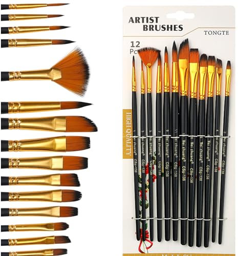 Ensemble de pinceaux de maquillage pour enfants : ensemble de 12 pinceaux de maquillage pour enfants - Poils synthétiques doux, pour carnaval, Halloween, théâtre, carnaval, fêtes - Sûr et amusant à