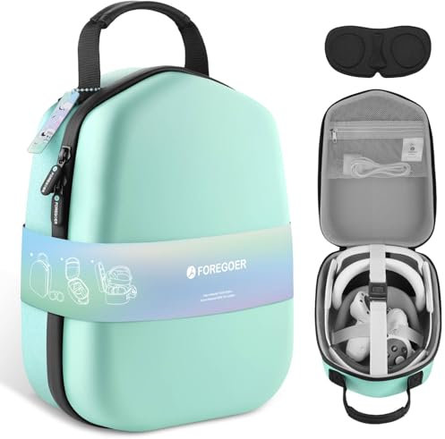 FOREGOER Hard Carrying Case Compatible with Meta Quest 3S/3/Oculus Quest 2, Official/Elite Strap VR Gaming Headset, Portable Travel Case for Touch Controllers Accessories