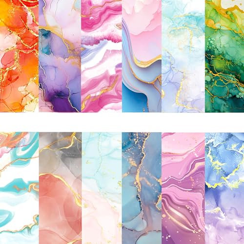 Scrapbook-Papier, Marmormuster, Bronzing, Scrapbooking, Kartonpapier, 15,2 x 15,2 cm, Festival, dekoratives Bastelpapier, Scrapbook, Zubehör für Scrapbooking, Fotoalbum, Kunst, Handwerk, Design (B,