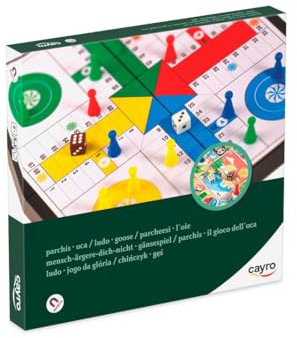 Cayro - Parchís - Oca Magnético - 2 en 1 - Juego de Mesa Portátil con Fichas Imantadas para Viajes - Fácil de Transportar - Juego Educativo para Niños y Adultos - Incluye Fichas y Dados