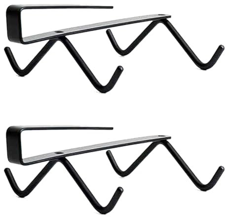 Rdjumpdjo 2X Tassenhaken Unter Dem Schrank mit 4 Haken, Kaffeetassenhalter, Nagelfrei, AufhäNger, KüChe, zum AufhäNgen