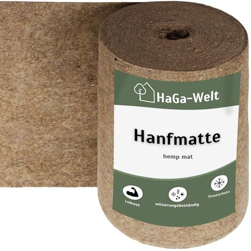 HaGa® Hanfmatte 500 g/m² in 0,65m x 5m | Nachhaltige Einstreu Unterlage für Kleintierheim | Atmungsaktive Hanfmatte, perfekte Unterlage für Kleintierstreu, 100% Hanf, Reine Naturfaser, 100% Natur