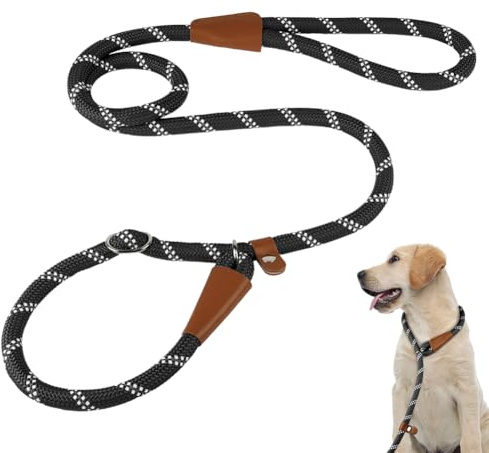 Justerbart Hundkoppel för Valpar Små Mellanstora Hundar Reflekterande Kattkoppel Nylon för Träning Utomhus Löpning Promenader (Svart, 1,8M)