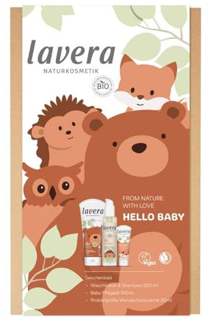 Lavera Coffret cadeau pour bébé et enfant, lotion lavante et huile de soin