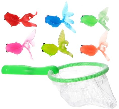 Baby Bath Toy Kids Fishing Game Set With 6 Goldfishs And 1 Net Scoop, Children's Water Toy Bathtub Pool Toys For Boy And Girl