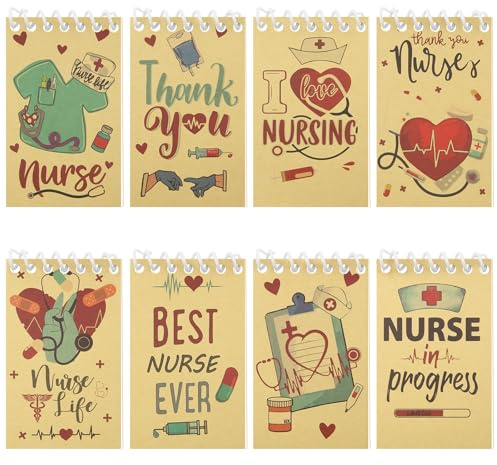16 Pcs Nurse Memo Note Pads Mini Blank Notepads Spiral Nursing Small Pocket Notepads Medical Journal Notebook Nurse Gifts Nursing Student Daily Planner for Hospital School Supplies (Brown Cover)