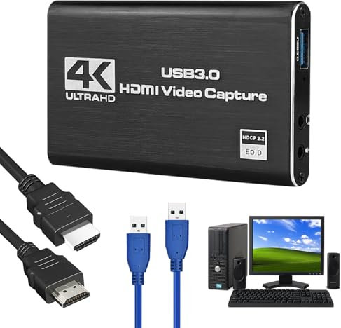 HELION Video Capture Card, USB 3.0 HDM1 Audio & Video Captures Device Capture Card for Streaming PS5 Full HD HDM1 Captures Cards with USD Line and HD M1 Line for Recording Live Streaming Broadcasting