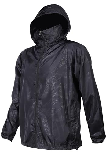 Mayoii Lightweight Waterproof Jacket for Men and Women Packable Windbreaker Raincoat, Breathable Hiking Shell Waterproof Jacket Womens Outdoor Gear (UK, Age, One Size, Regular, Standard, Black-XS)