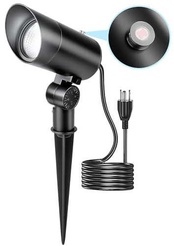 HIBOITEC 30W Spot Lights Outdoor Dusk to Dawn 120V Plug in Flag Pole Light 3000LM 5000K LED Waterproof Landscape Spotlight for Yard Garden Tree Statue, 5.9 FT Cord with Plug