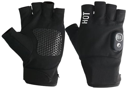 Guanti riscaldati elettrici a mezza mano, guanti riscaldati per attività all'aperto, controllo della temperatura a 3 livelli, per pendolari, caccia, snowboard, ciclismo, motociclismo, equitazione