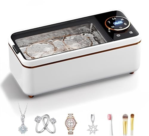 Ultraschallreinigungsgerät Brille 450ml - 55kHz Brillenreinigungsgerät mit 6 Modi, Ultraschallreiniger brille für Tiefenreinigung von Schmuck, Zahnspangen, Zahnersatz, Uhren & Münzen