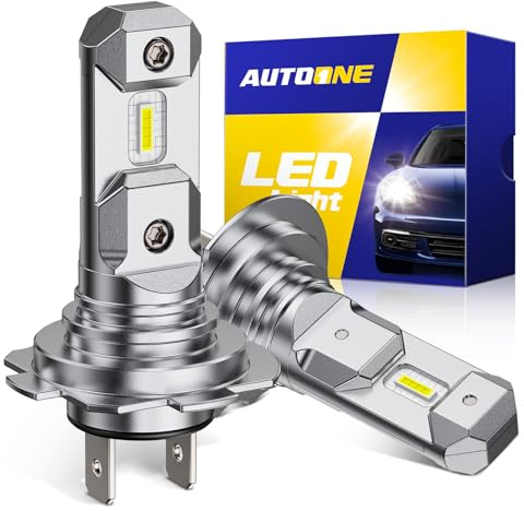 AUTOONE H7 LED Bulb, 800% Brighter 6500K Cool White, No Adapter Required Plug and Play, 1:1 Mini Size Non-polarity H7LL Fanless Halogen Driving Replacement Bulb, Pack of 2