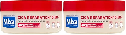 Mixa Expert Peau Sensible - Pommade Ultra-Réparatrice Cica Réparation 10-en-1 - Peaux Extra Sèches et Rugosités - Pieds, Genoux, Mains, Coudes - 100H d'Hydratation - Hypoallergénique - 150 ml