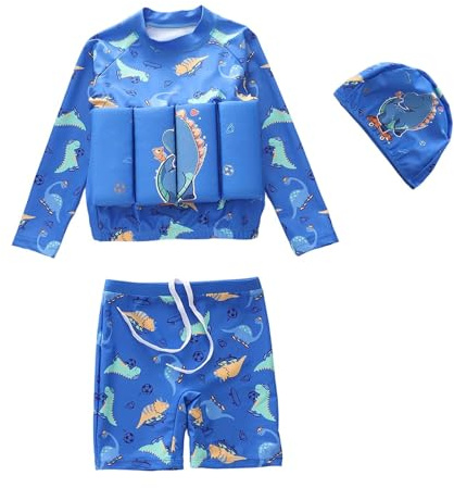 Genérico Traje Baño para Niño Y Niña Bañador Flotador con Diseño De Dinosaurio Y Gorro Coordinado Neopreno Suave Ajuste Cómodo Ropa para Actividades Acuáticas Y Vacaciones 5-8 años