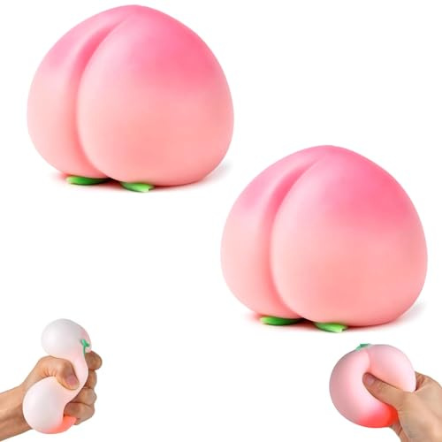 Peach Squishy - Palla antistress, realistica, morbida, a forma di pesca, a forma di pesca, anti-stress, per bambini e adulti, elastico, sensoriale, per casa, ufficio, viaggi