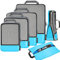 Eono Komprimierbaren Packwürfeln zur Organisation Ihres Reisegepäcks, Compression Packing Cube, Packtaschen Set und Gepäck Organizer für Rucksack und Koffer - Blau, 6-teilig