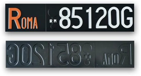 Targhe Storiche srl Targa Personalizzata - Modello Posteriore dal 1976 al 1984 – Targa d’Epoca in Plastica con Lettere e Numeri in Rilievo, Made in Italy [Affiancata in Colorazione d'origine]