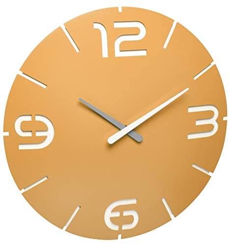 TFA Dostmann CONTOUR design orologio radiocomandato, 60.3536.07, orologio da parete, con numeri e indici, giallo, Ø 350 x (H) 35 mm