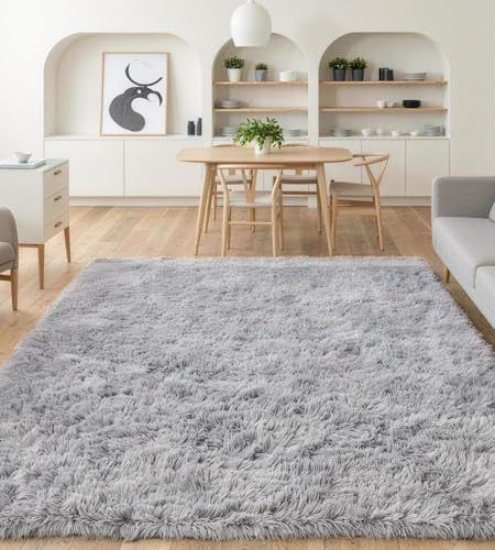 ROHATIM Lurvig vardagsrumsmatta sängmatta, sovrum, stor storlek, fluffig matta, matta för sovrum, modern stil, dekorativ matta för vardagsrum, sovrum, soffa, matta (grå, 80 x 150 cm)