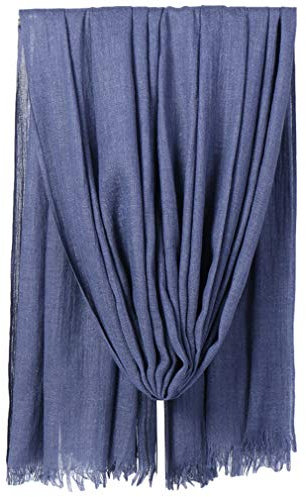 KAVINGKALY Baumwollmischung Schal Mode Schal Leichte Große Lange Sommer Schals für Frauen (Denim Blue)