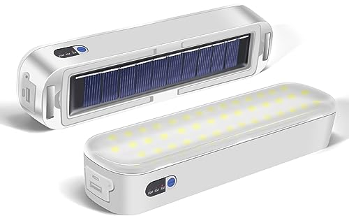 Civikyle 1-Pieza LED Linterna Solar Lámpara de Camping Magnética Luz de Tienda al Aire Libre 6000mAh USB Recargable Accesorios de Camping Powerbank Luz de Emergencia para Bloqueo (Blanco)