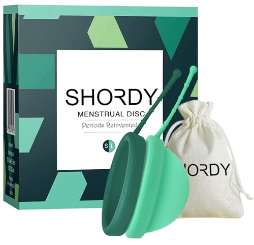 SHORDY Reusable Menstrual Disc Set of 2 (Small & Large) with Storage Bag, Medical-Grade Silicone, Soft Period Disc, Medium Flow Kit, Feminine Hygiene & Care | Tampons, Pads & Cups Alternative (Green)