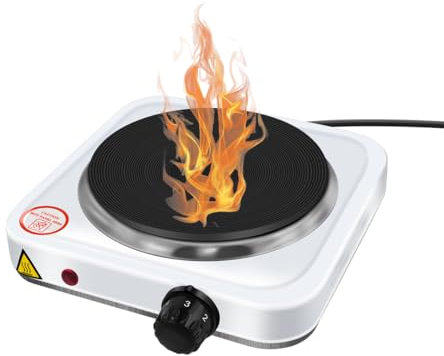 Electric Hot Plate Portable Single Hot Plate Electric Camping Stove Electric Hot Plate for Home Kitchen Camping & Caravan Cooking, 5 Temperature Settings, Ideal for Cooking While Travelling