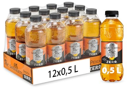 San Benedetto, Thè Freddo alla Pesca, 12x500 ml Bevanda Dissetante Analcolica, Gusto Fruttato, Tappo Click, Senza Zuccheri, Conservanti e Coloranti