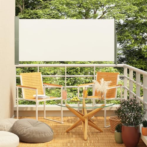 PABURNI Balkon-Sichtschutz Seitenmarkise Seiten Balkonfächer Ausziehbare Markise für Garten Terrasse Balkon Küche UV- und Witterungsbeständig Schlichte und Stilvolle Creme 300x160 cm