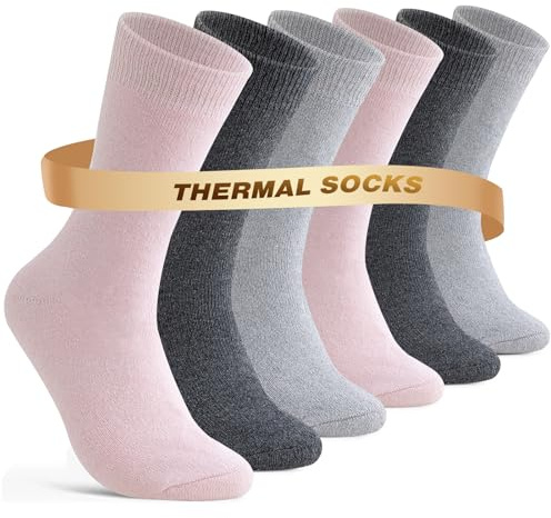Niorasen Chaussette Chaude Femme, Thermiques Chaussette en Laine | Chaussette Hiver Femme, Épaisses Douces, Le Cadeau de Noël pour Femme 35-38 39-42 6/10 Paires