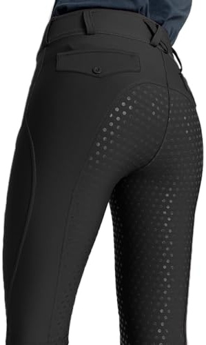 ticticlily Leggings Equitazione Donna Calzamaglia Equitazione Intera in Silicone Pantaloni Sportivi a Vita Alta con Passanti per Cintura Collant Sport Equestri A Nero XS