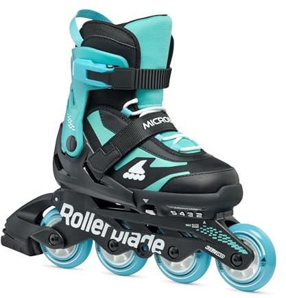 Rollerblade MICROBLADE - Patines en línea para niños, Unisex, Color Negro/Azul Claro, 36.5-40.5
