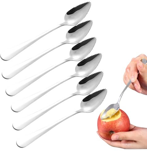6 Stück Grapefruit Löffel,Kiwi Löffel,Kurzem Mit Grapefruitlöffel,Edelstahl GeträNklöffel Grapefruitmesser,Ice Kiwi-Löffel Kiwilöffel Spoons Spülmaschinengeeignet für Babynahrungsergänzung