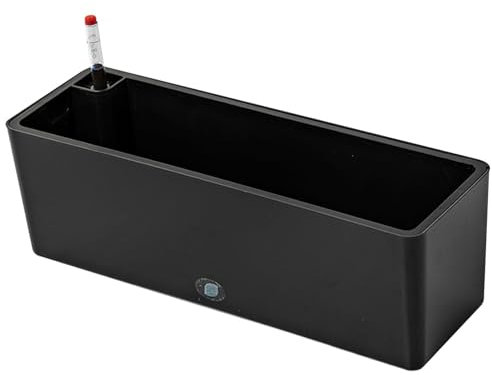 KESOTO Rectangle Self Watering Planter with Water Level Indicator, Plastic Self Watering Flower Plant Pot with Drainage Hole, Table and Window Box Planter Trough for Indoor Balcony Plants, Black