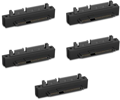 Remingtape 5PCS SFF-8482 SAS Female to Male 15Pin Bend Head 90 Degree Angle Adapter Converter for Motherboard Cable