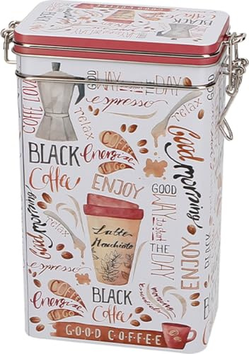 HOP CAFE Boîte à Café Hermétique 500 g – Design Good Coffee – Métal avec Fermeture à Clip – Boîte de Rangement Grains ou Café Moulu