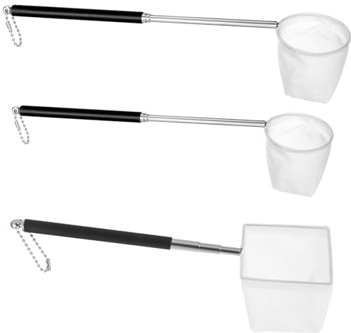 3 Stück Aquarium Garnelennetz, Kescher Aquarium mit Ausziehbarem Edelstahlgriff Fischernetz Mini Feinmaschig Fischnetz für Fangen von Kleinen Fischen Reinigung des Aquariums