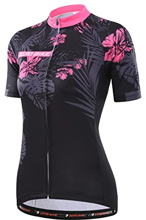 Damen Atmungsaktiv Schnelltrocknend Fahrradtrikot, Outdoor Kurzarm Radsport-Shirt, 0004, L