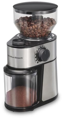 Hamilton Beach Electric Burr Coffee Grinder with Large 16oz Hopper & 18 Settings For 2-14 Cups, Stainless Steel (80385)