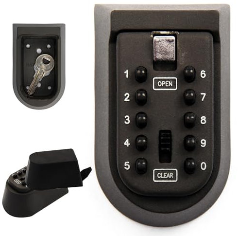 Trintion Combination Key Lock Box 10-Digit Combination Top Security Key Box Best Outdoor Waterproof Wall Mounted Safe Key Box for Elderly Parents Spare House Keys Home Garage Office School